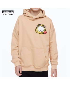 Beige Garfield Print Oversized Hoodie | Comfort Stitch