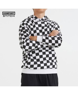 Comfort Stitch Checked Hoodie - Black & White