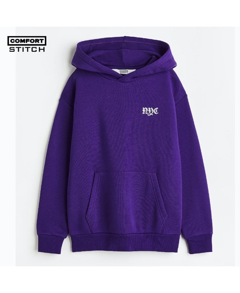 Comfort Stitch Basics Boys Hoodie - Purple/White