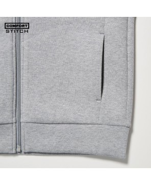 Stretch Grey Full-Zip Hoodie