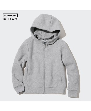 Stretch Grey Full-Zip Hoodie