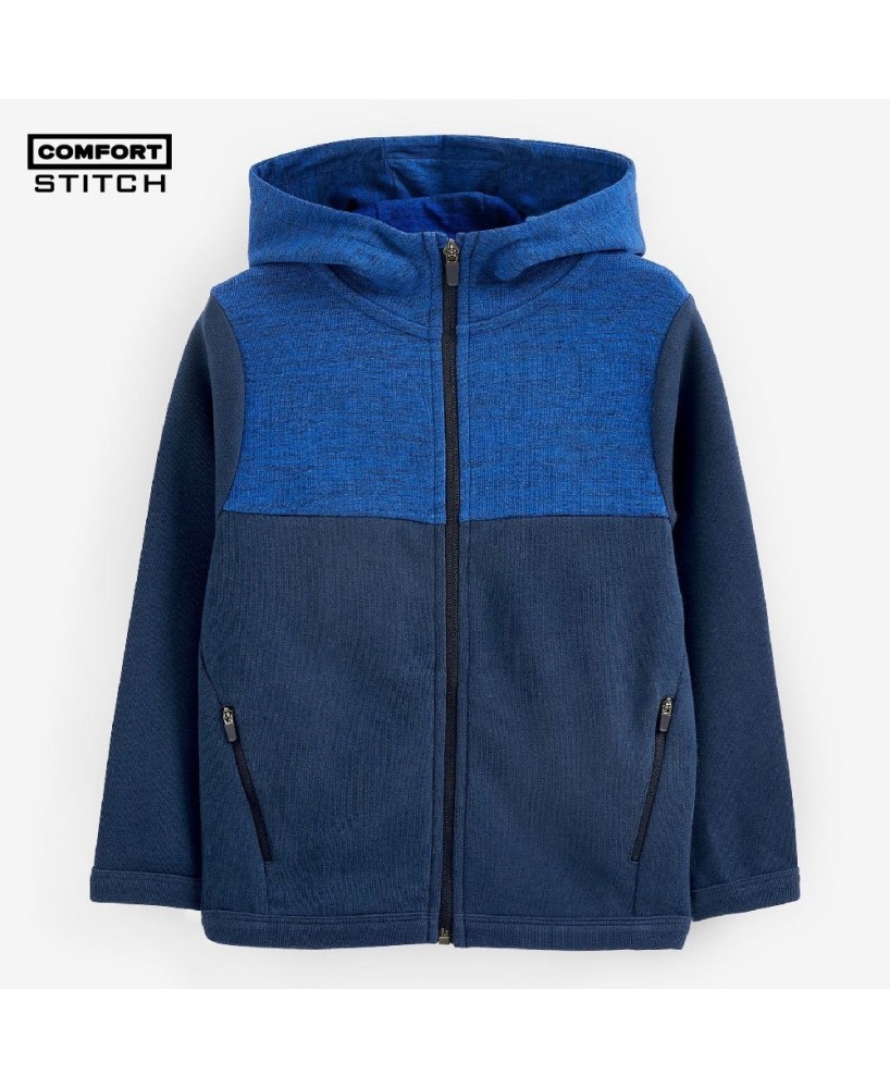 Blue Side Panel Zip Hoodie