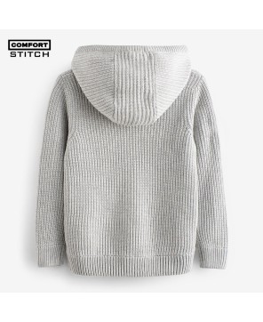 Knitted Hooded Zip Through Hoodie (3-16yrs)