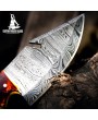 Damascus Steel Skinning Knife with Leather Sheath - Handmade Quality