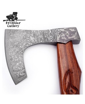 Heritage Damascus Steel Bearded Axe with Sheesham Handle