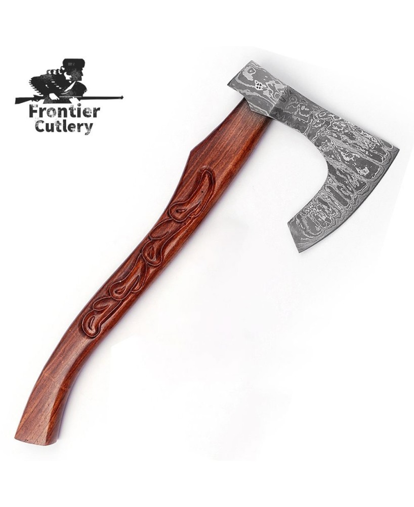 Heritage Damascus Steel Bearded Axe with Sheesham Handle