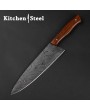 Damascus Kitchen Knife, Walnut Handle