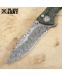 Toxic Green Carbon Fiber Damascus Folding Knife