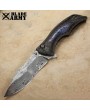 Damascus Steel Carbon Fiber Folding Knife