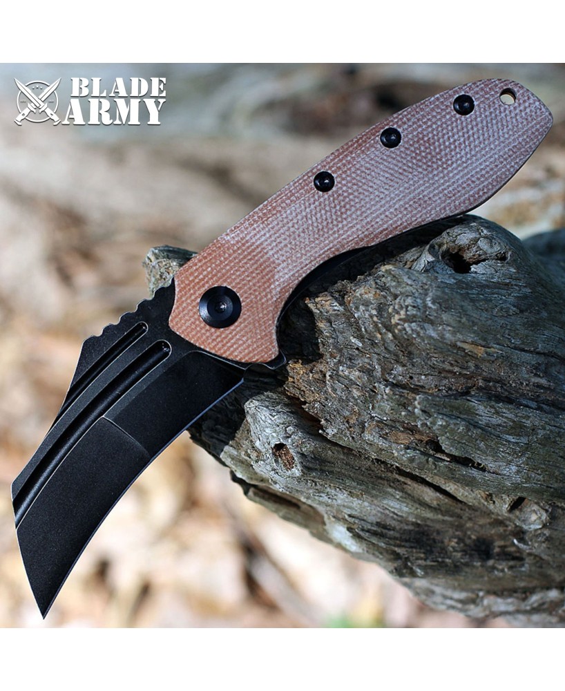 Blade Army Folding Knife: Brown Micarta Handle