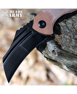 Blade Army Folding Knife: Brown Micarta Handle