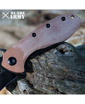 Blade Army Folding Knife: Brown Micarta Handle