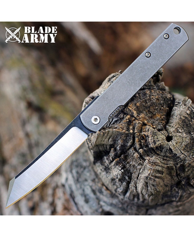 Premium Stainless Steel Folding Knife: Gray Handle