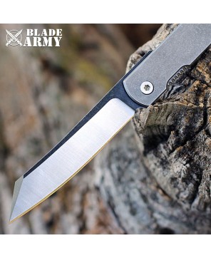 Premium Stainless Steel Folding Knife: Gray Handle