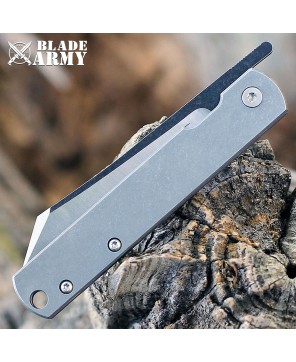 Premium Stainless Steel Folding Knife: Gray Handle