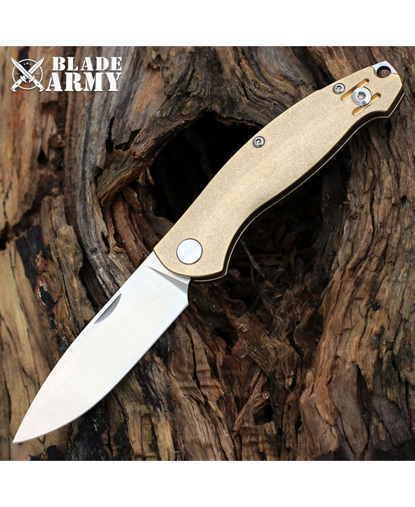 Bohler Blade Brass Gold Handle Knife