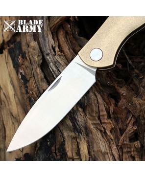 Bohler Blade Brass Gold Handle Knife