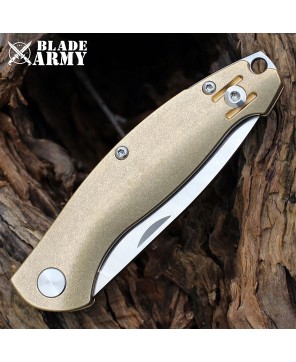 Bohler Blade Brass Gold Handle Knife