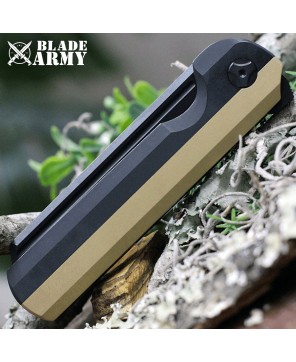 Black Tactical Folding Knife - Titanium Handle