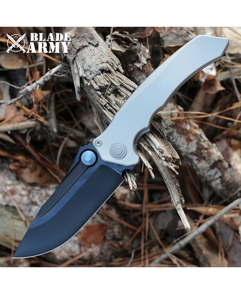 Gray Titanium Handle Tactical Knife