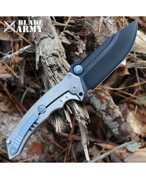 Gray Titanium Handle Tactical Knife