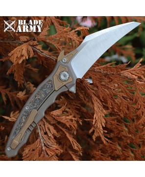 Red Queen Tactical Folding Knife | Titanium Handle