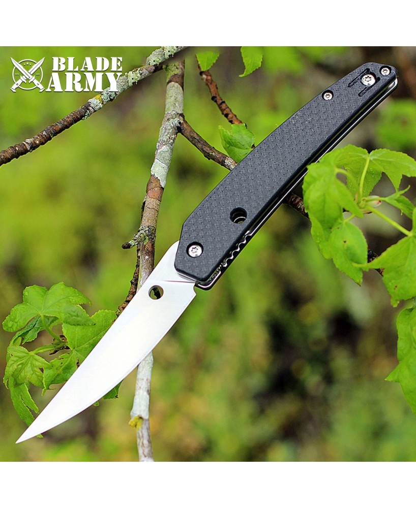 Satin Tactical Folding Knife, Carbon Fiber Handle