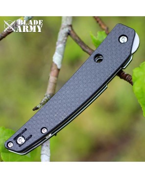 Satin Tactical Folding Knife, Carbon Fiber Handle