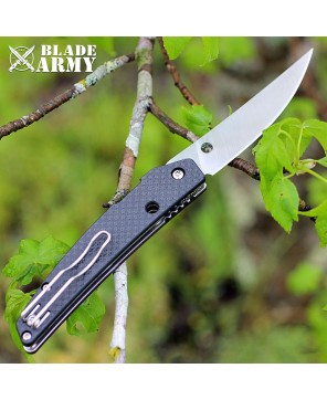 Satin Tactical Folding Knife, Carbon Fiber Handle