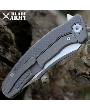 Frame Lock Tactical Folding Knife - Gray Titanium Handle