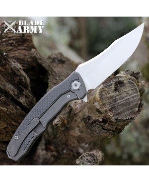 Frame Lock Tactical Folding Knife - Gray Titanium Handle