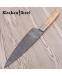 Damascus Steel Chef's Knife, Olive Wood Handle