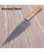 Damascus Steel Chef's Knife, Olive Wood Handle