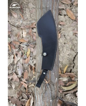 Almazan® Custom Hand Forged Carbon Steel Hunting Knife with Wood Handle