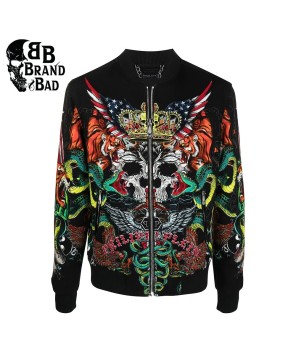 Tattoo Print Bomber Jacket For Men