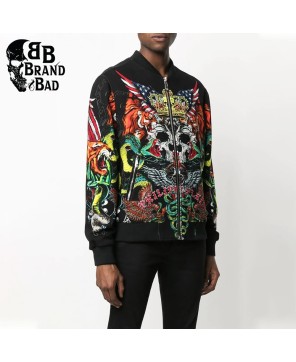 Tattoo Print Bomber Jacket For Men