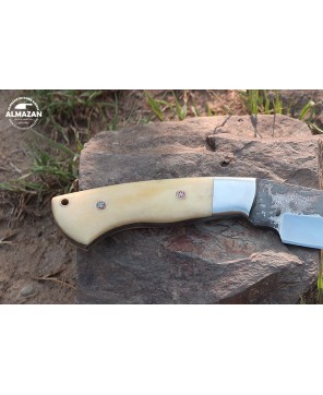 Almazan® Custom Hand Forged Hunting Knife with Bone Handle