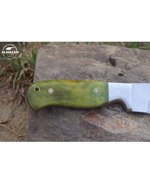 Almazan® Custom Handmade Hunting Knife with Color Bone Handle