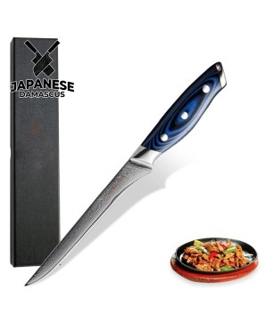 Kitchen Boning Knife Japanese Damascus Fileting Slicing Knife