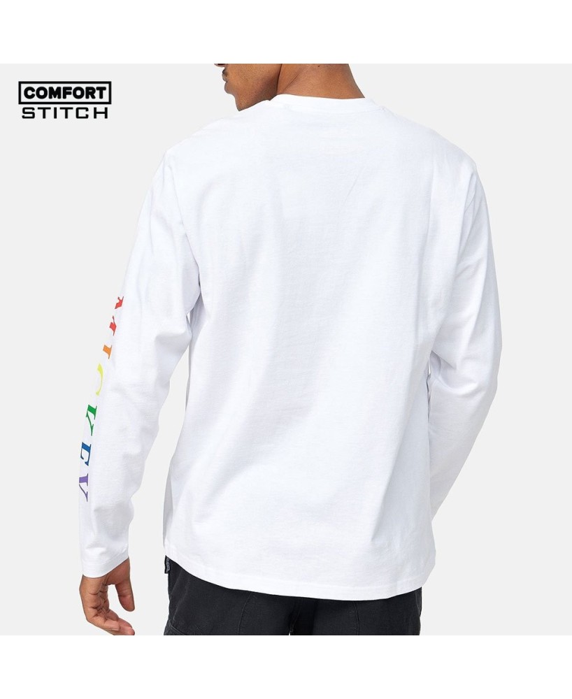 UNISEX DISNEY MULTI-COLOURED MICKEY TEXT RELAXED WHITE L/S T-SHIRT