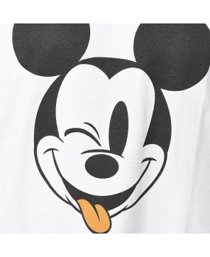 UNISEX DISNEY MULTI-COLOURED MICKEY TEXT RELAXED WHITE L/S T-SHIRT