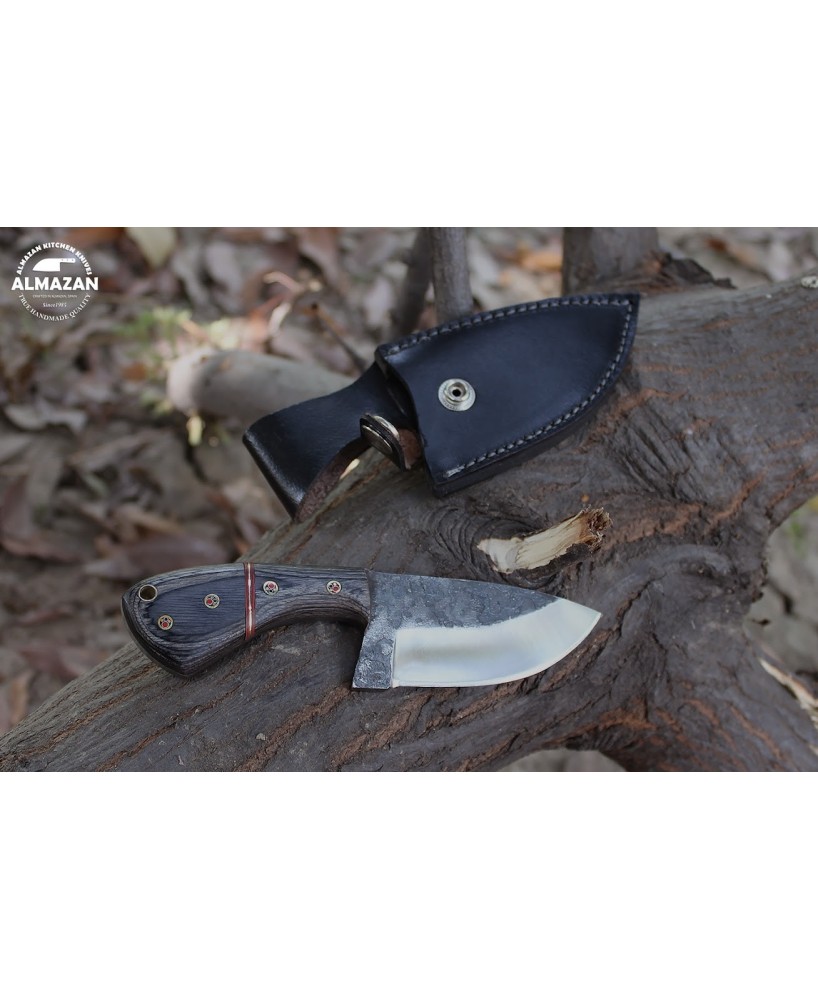 Almazan® Custom Handmade Skinning Knife with Wood Handle