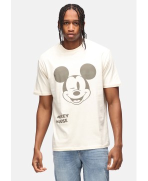 UNISEX DISNEY MICKEY MOUSE WINK FACE ECRU RELAXED T-SHIRT