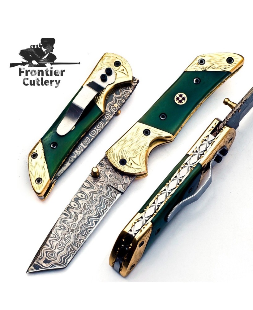 Handmade Damascus Folding Pocket Knife