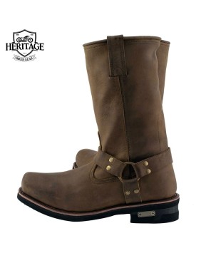 Crazy Horse Brown Leather Motorcycle Boots