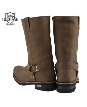 Crazy Horse Brown Leather Motorcycle Boots