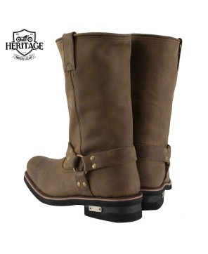 Crazy Horse Brown Leather Motorcycle Boots