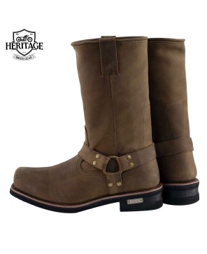 Crazy Horse Brown Leather Motorcycle Boots