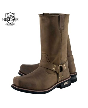 Crazy Horse Brown Leather Motorcycle Boots