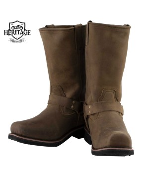 Crazy Horse Brown Leather Motorcycle Boots